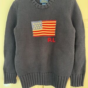 Polo by Ralph Lauren Boy’s Navy Sweater with Flag Motif